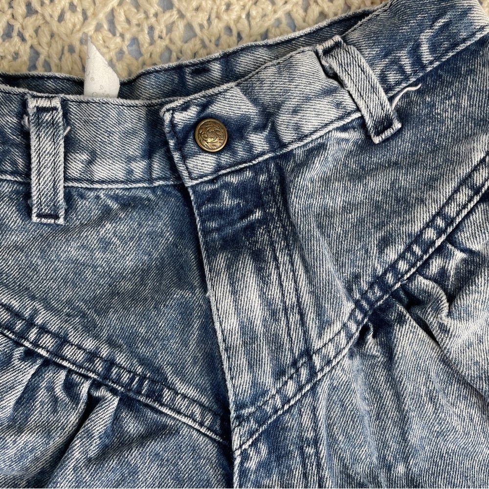 Vintage Shorts 80s High Waisted High Cut Acid Wash 24 XS 0 Booty Short Cut Offs - Picture 5 of 8